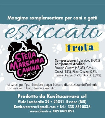 ESSICCATO TROTA per Cani e Gatti. 200 gr