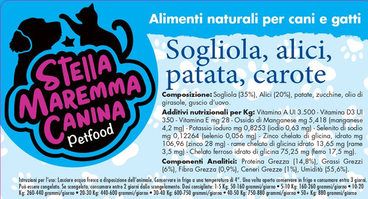 Sogliola, Alici, Patata e Carota 320 gr